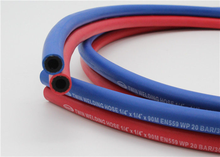 ท่อเชื่อมคู่ขนาด 1/4 นิ้วท่อเชื่อมก๊าซ 300 Psi สีแดงและสีน้ำเงิน